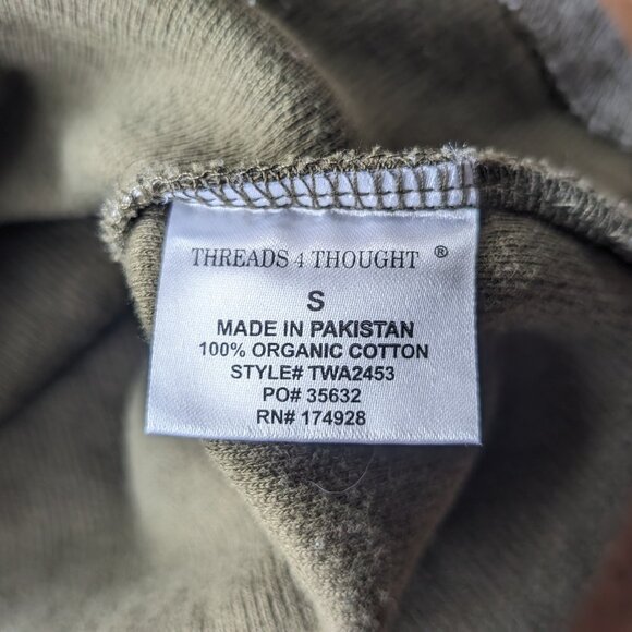 Threads 4 Thought 100% Organic Cotton Mock Neck Sweater Small Heather Green - Picture 7 of 7